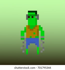 Pixel character frankenstein monster for games and applications