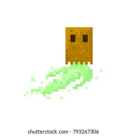 Pixel character ghost with bag on head for games and websites