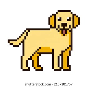 Pixel-Charakter - Golden Retriever-Hund für Spiele, Anwendungen und Print