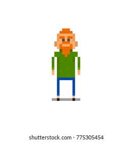 Pixel character hipster for games and web sites
