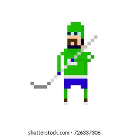 Pixel character hockey player for games and applications