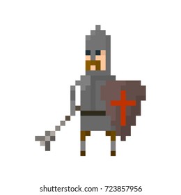Pixel character knight for games and applications