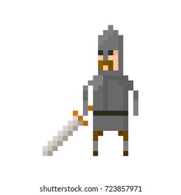 Pixel character knight for games and applications