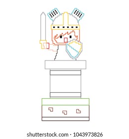 pixel character knight with sword and shield video game