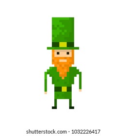 Pixel character man St. Patrick's day for games and websites