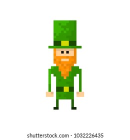 Pixel character man St. Patrick's day for games and websites