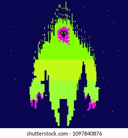 Pixel character monster for games and applications. Halloween character