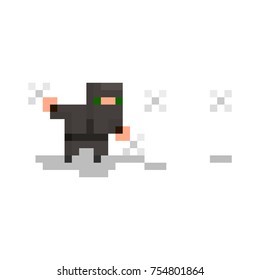 Pixel character ninja for games and web sites