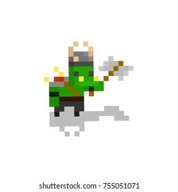 Pixel character orc warrior for games and web sites