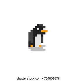 Pixel character penguin for games and web sites