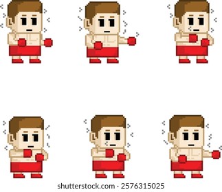 pixel character person is training boxing