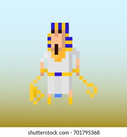 Pixel character Pharaoh for games and applications