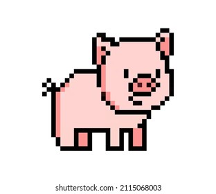 Pixel character - pig for games, applications and print