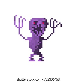 Pixel character scary alien monster for games and web sites