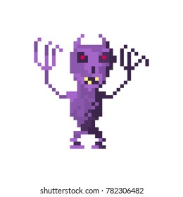 Pixel character scary alien monster for games and web sites