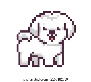 Pixel character - Shitzu dog for games, applications and print