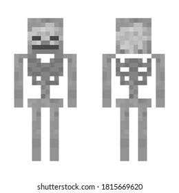 Pixel character skeleton. The concept of hero games. Gaming concept of the skeleton. Vector illustration