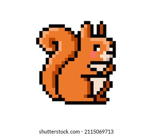 Pixel character - squirrel for games, applications and print