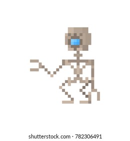 Pixel character steam punk robot for games and web sites