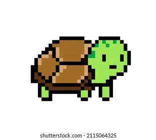 Pixel character - turtle for games, applications and print