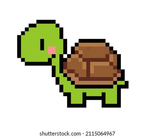 Pixel character - turtle for games, applications and print