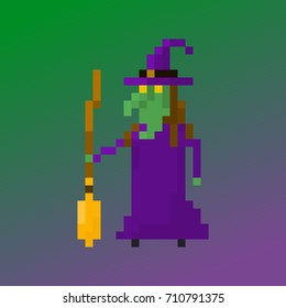Pixel character witch for games and applications