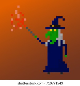 Pixel character witch for games and applications