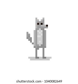 Pixel character wolf for games and websites