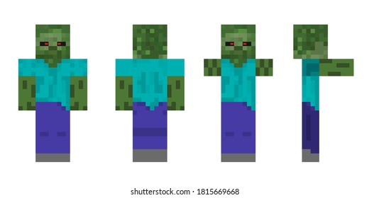 Pixel character zombie. The concept of hero games. Gaming concept zombie. Vector illustration