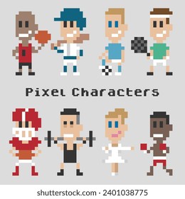 pixel characters, 8-bit avatar, athlete, sport, basketball, baseball, soccer, tennis, football, weightlifting, ballet, boxing
