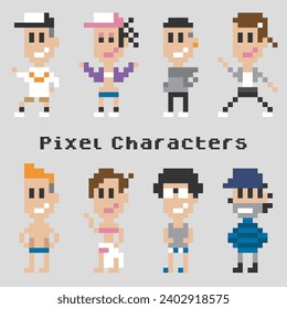 caracteres de píxel, avatar de 8 bits, hip hop, reggae, moda, baile, nado, traje de baño, nerd, geek, vagrant