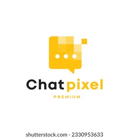 Pixel Chat, dialog app dialog bubble box logo icon template vector
