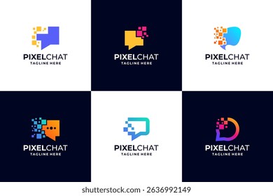 Pixel chat logo design collections