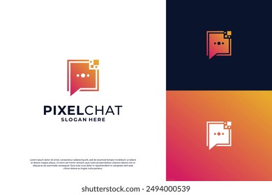 Pixel chat logo design innovation