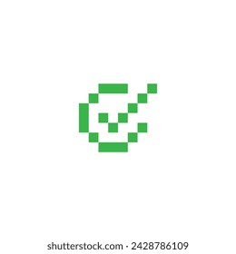 pixel check mark  icons.  yes 8 bit  icon