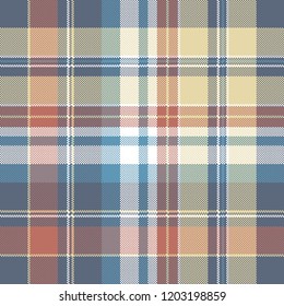 Pixel check plaid seamless fabric texture. Flat design. Vector illustration.