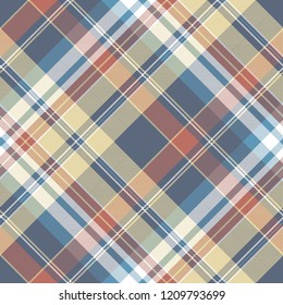 Pixel check plaid seamless fabric texture. Flat design. Vector illustration.