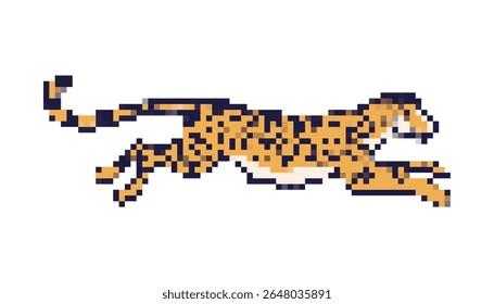 Pixel cheetah icon showcases speed and agility in a classic 8 bit style with a retro game feel.