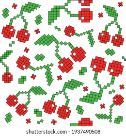 pixel cherry in pattern fruit 