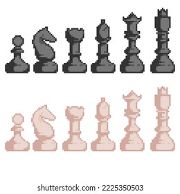 Pixel Chess set ilustración vectorial para activos de videojuegos, gráficos de movimiento y otros