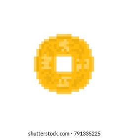 Pixel Chinese coin for games and web sites.