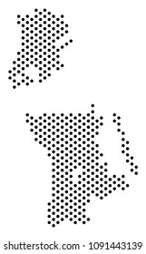 Pixel Chinese Macau map. Vector geographical plan. Cartographic composition of Chinese Macau map constructed from spheres.