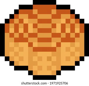 Pixel Chinese mooncake pastry - vector, isolated