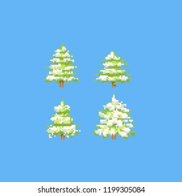 Pixel chistmas tree with snow.8bit.