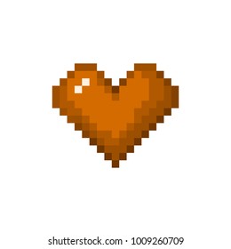 Pixel chocolate heart for games and websites