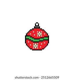 pixel christmas ball  icon. happy new year sign pixel art icon vector 8 bit game