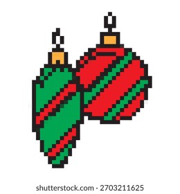 Navidades de píxeles Ilustración vectorial de icono de chuchería. Ornamento de Navidades