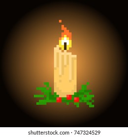 Pixel Christmas candle for games and applications