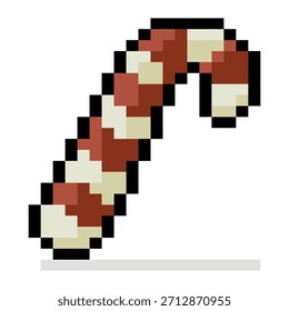 Pixel Christmas Candy Cane Icon