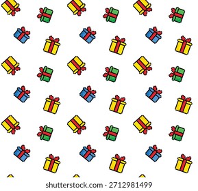 Pixel regalo de Navidad Patrón sin fisuras de Vector de fondo de invierno Año nuevo pixel art para 8 bit juego